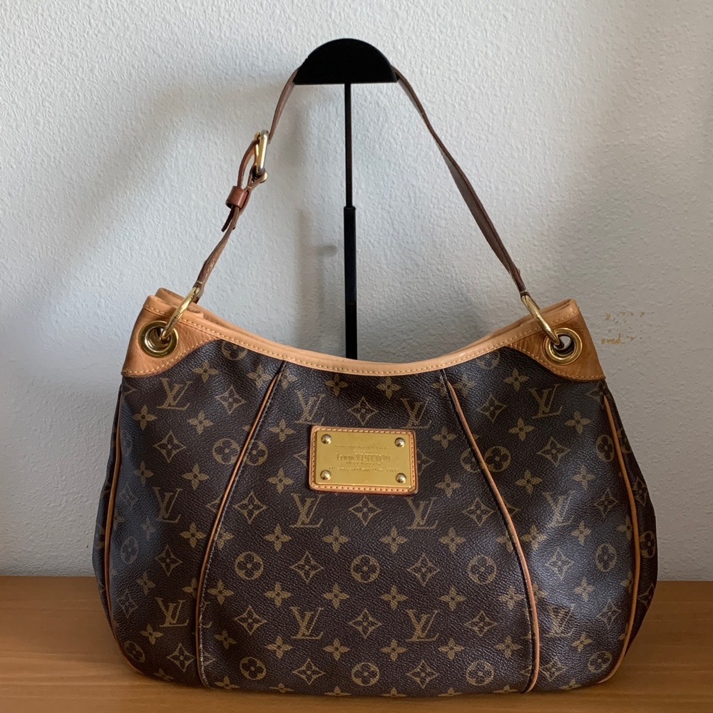 Louis Vuitton Brown Monogram Shoulder Bag with Gold Accents